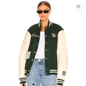 DANZY Varsity Jacket in Hunter Green & Cream